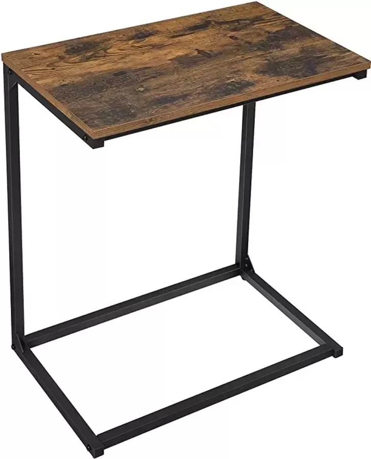 Bijzettafel kleine salontafel laptoptafel slaapkamer woonkamer werken in bed of op de bank eenvoudige constructie stal industriële stijl vintage bruin-zwart LNT52BX