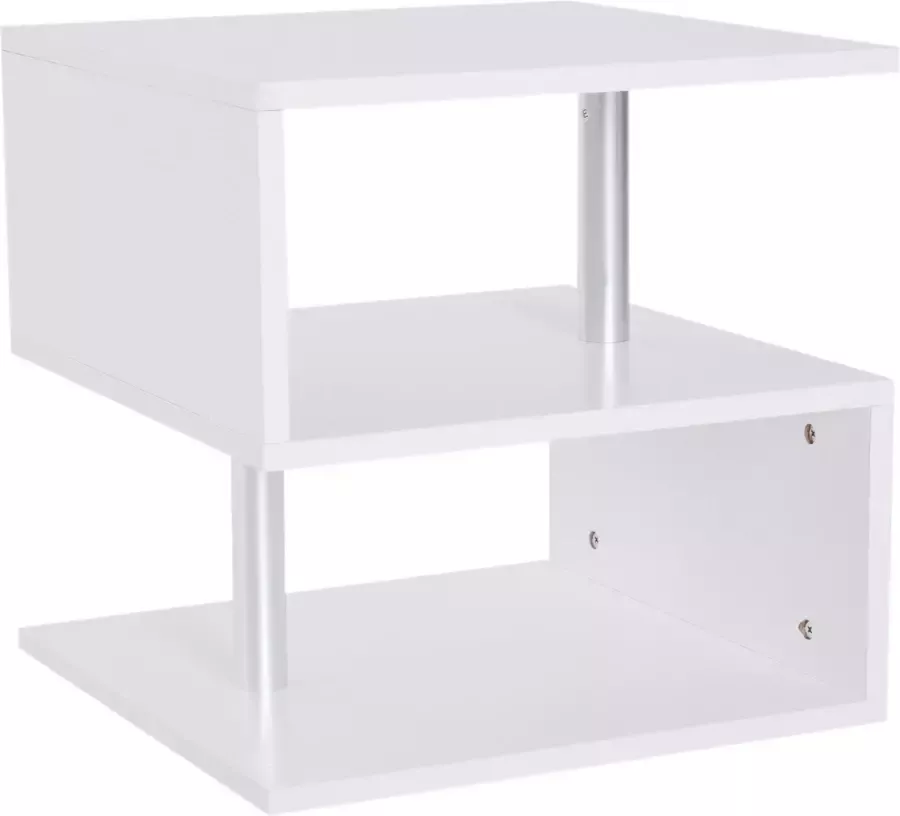 Bijzettafel koffietafel S-vorm wit metaal 48 x 48 x 48 cm