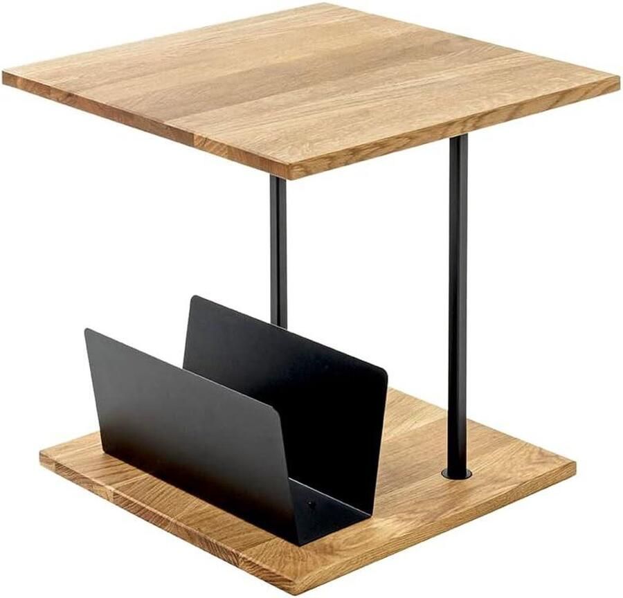 Bijzettafel massief hout eikenhout zwart B 45 x D 45 x H 45 cm