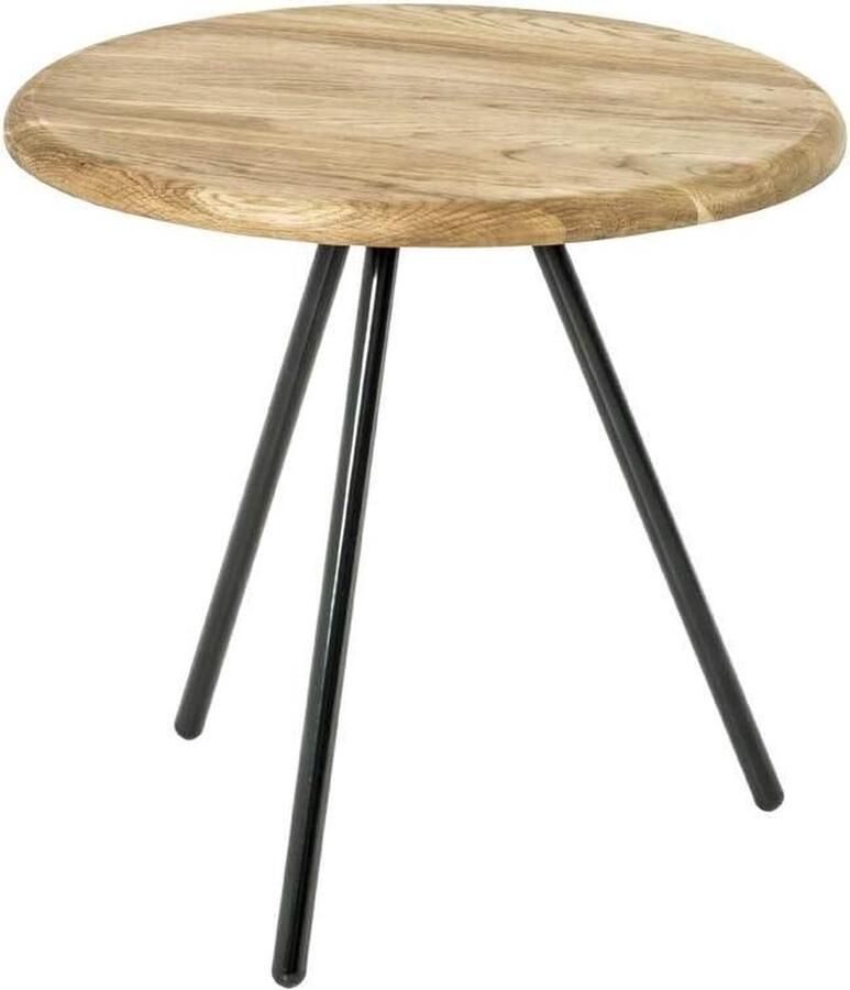 Bijzettafel massief hout zwart eikenhout Ø 40 x H 40 cm Haku Möbel