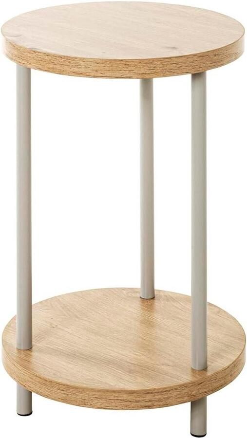 Bijzettafel MDF eiken grijs D 30 x B 30 x H 50 cm met opbergruimte