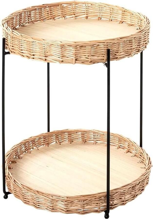 Bijzettafel MDF naturel zwart Ø 42 x H 49 cm Ronde vorm HAKU Möbel