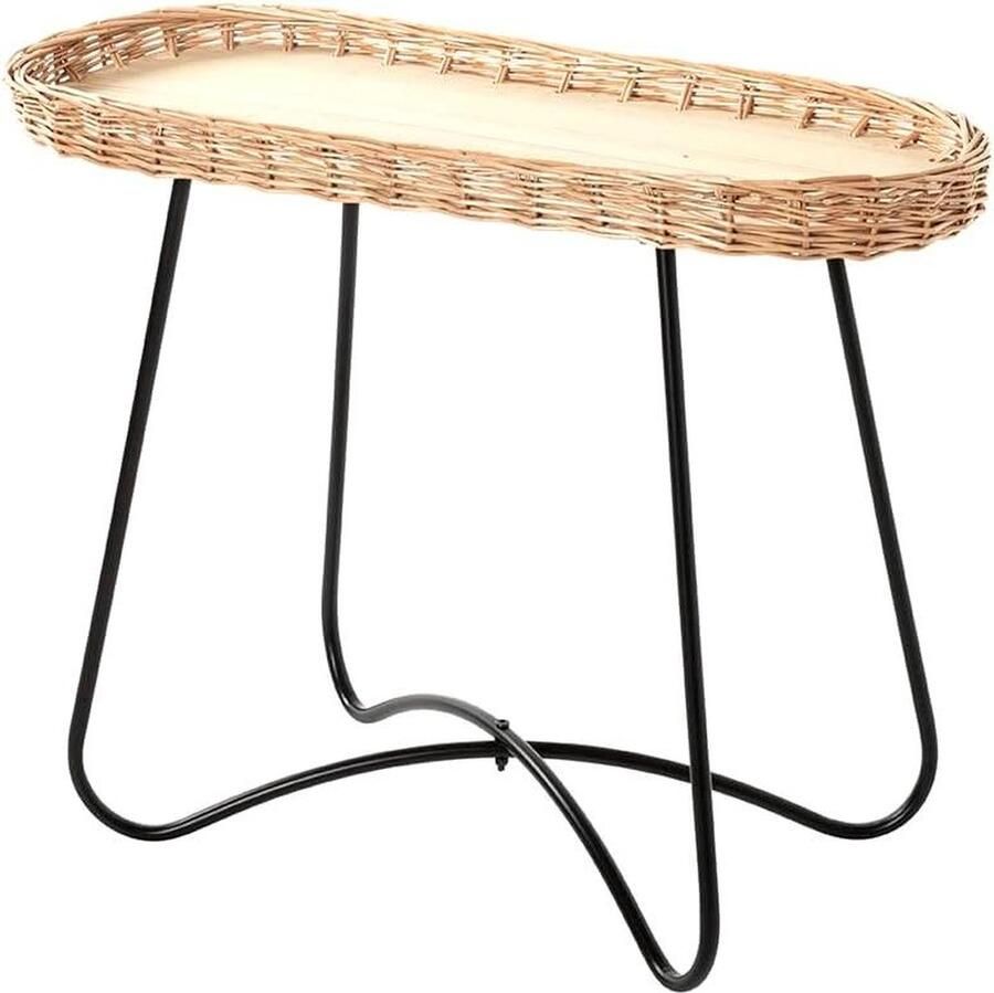 Bijzettafel MDF naturel zwart B 70 x D 33 x H 55 cm Scandinavisch design Moderne uitstraling