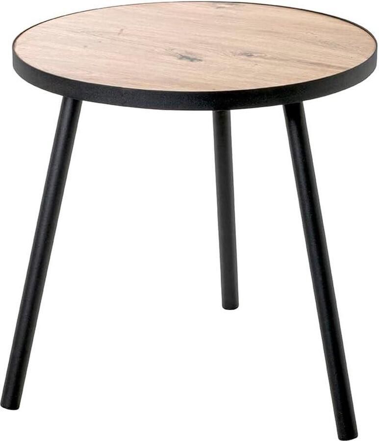 Bijzettafel MDF zwart eikenhout Ø 50 x H 52 cm Modern design en praktisch in gebruik