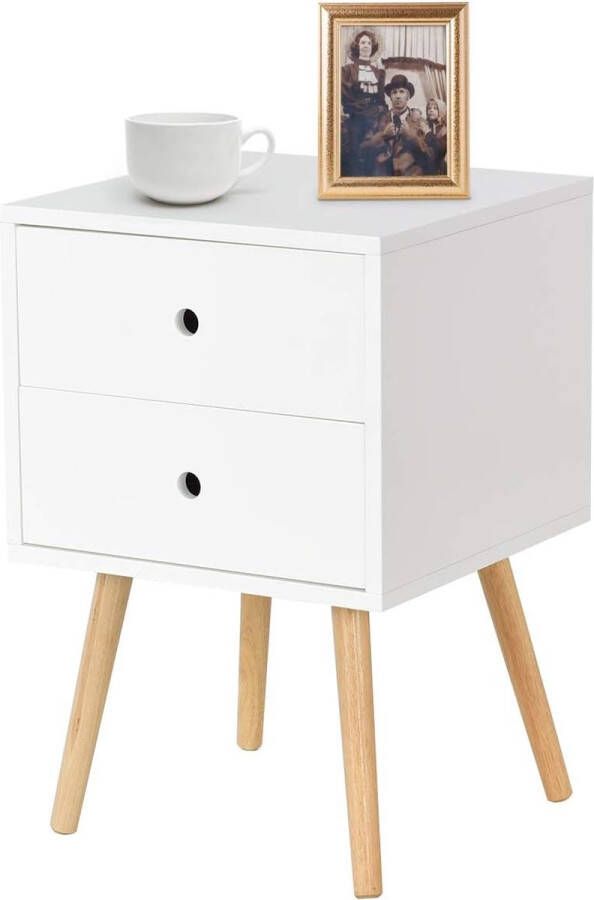 Bijzettafel met 2 lades Middeleeuws accent voor slaapkamer woonkamer Opslag Meubelen Nachtkastje