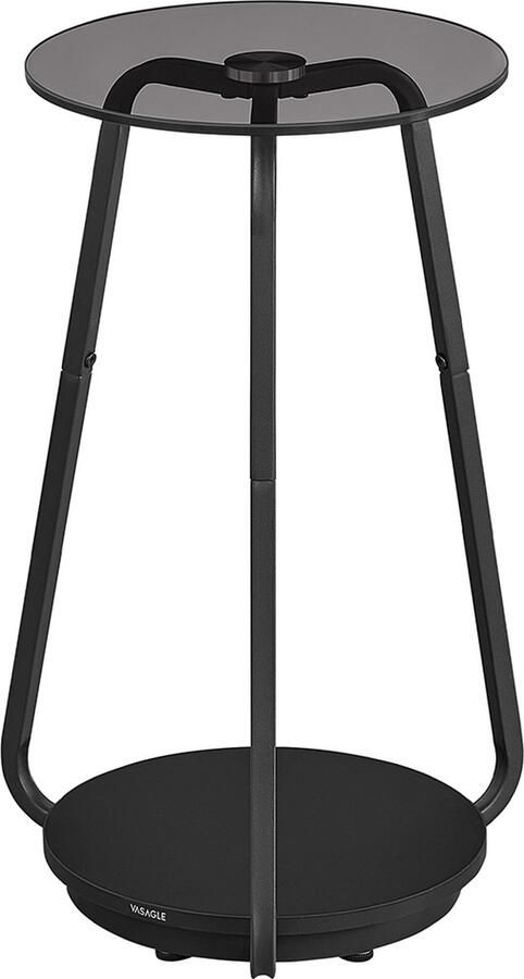 Woon Wereld Bijzettafel met 2 niveaus en leigrijze glazen blad