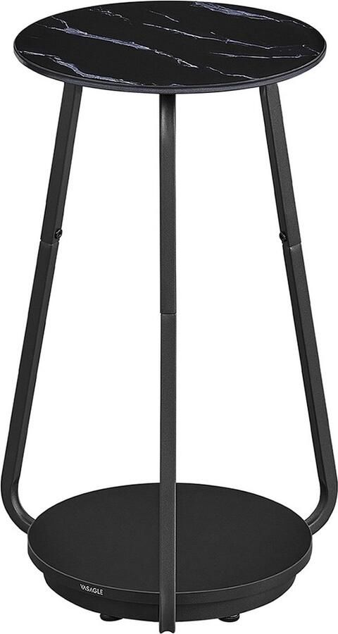 Woon Wereld Bijzettafel met 2 niveaus en zwart marmeren glazen blad