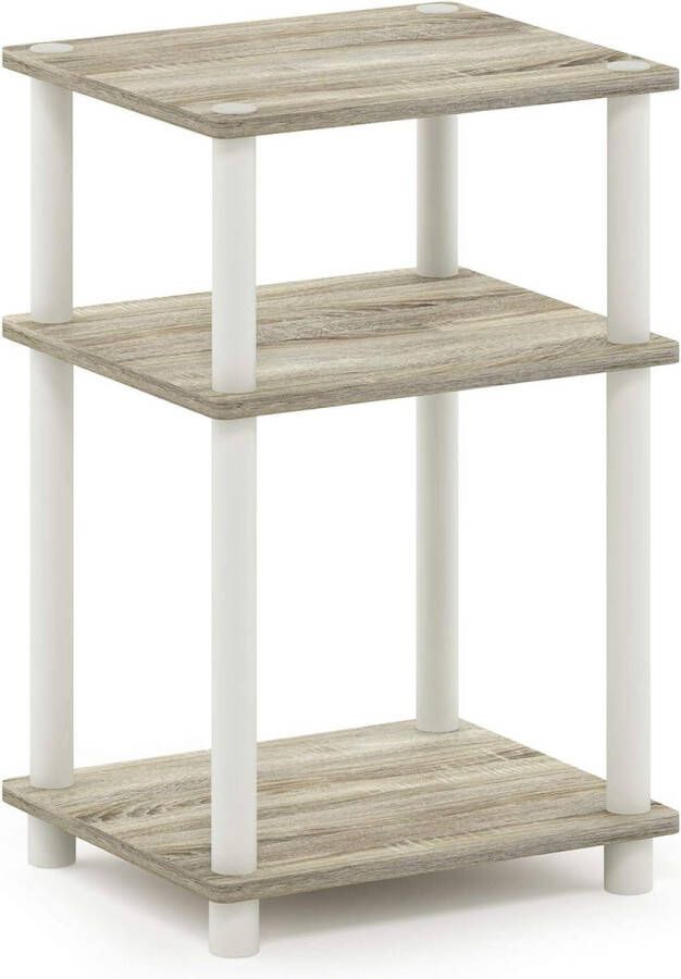 Bijzettafel met 3 legplanken hout Sonoma eiken wit 29 21 x 34 04 x 57 91 cm