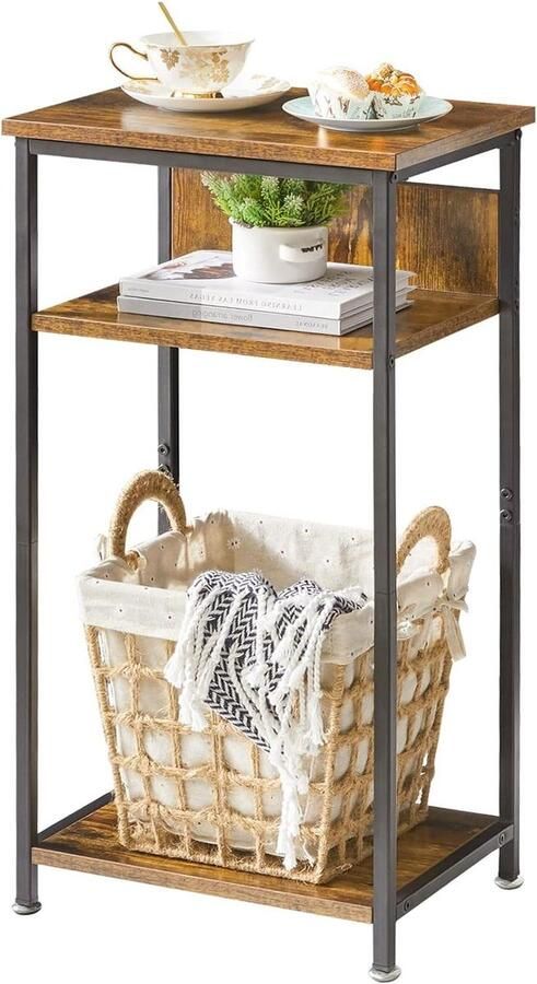 Bijzettafel met 3 niveaus Industrieel design voor woonkamer slaapkamer Bijzettafel