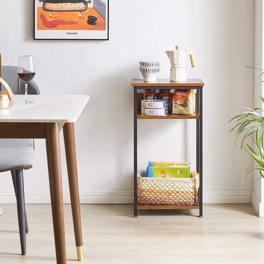 Bijzettafel met 3 verdiepingen nachtkastje sofa-kant industriële stijl ruimtebesparend voor woonkamer slaapkamer hal kantoor TMJ408H