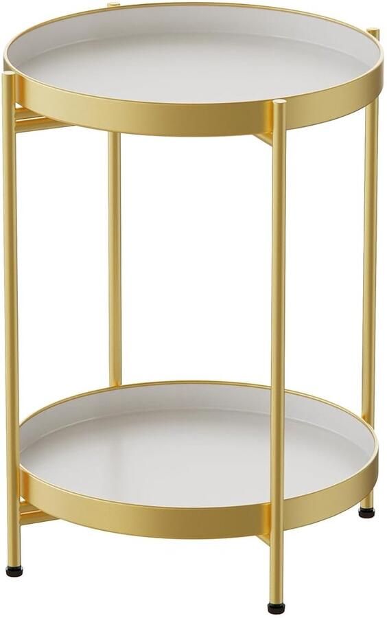 Bijzettafel met afneembaar dienblad multifunctioneel 1 stuk smeedijzer hoogte 52 cm