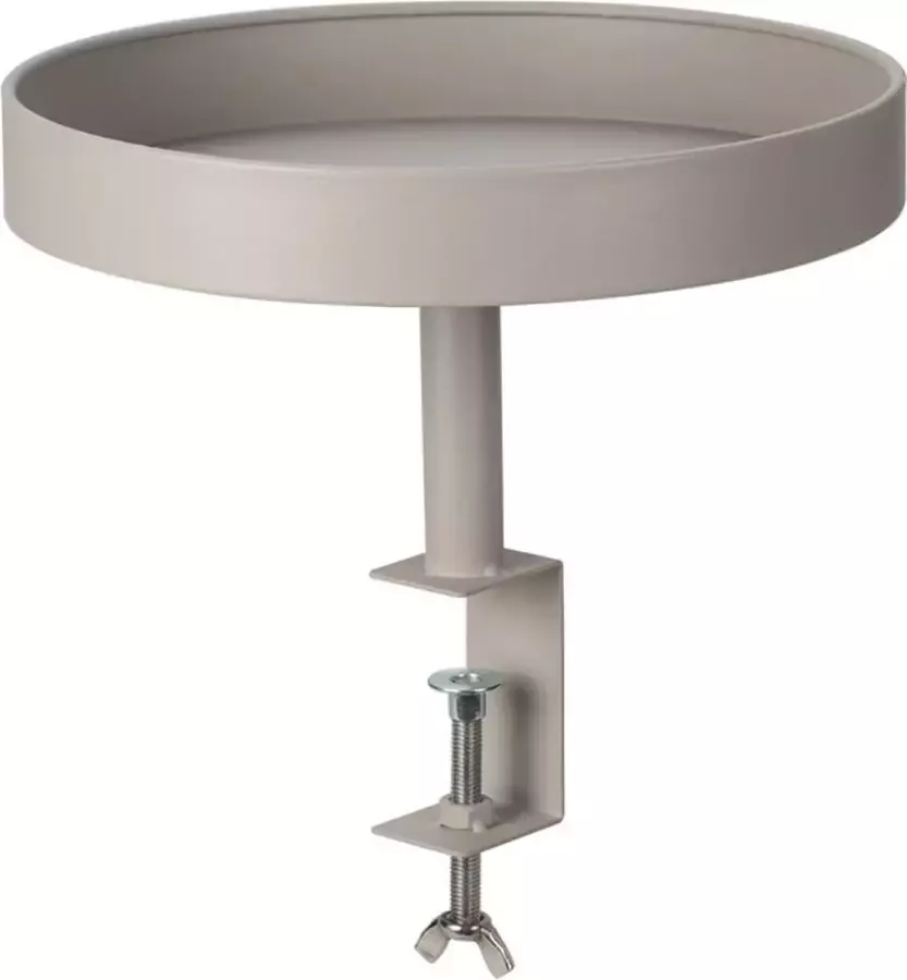 Bijzettafel met klem Ronde Vensterbanktafel met klem- metaal Ø28 cm taupe