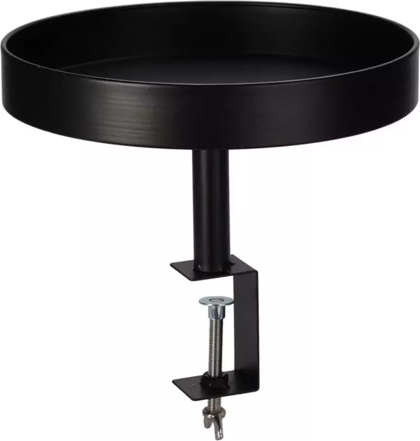 Bijzettafel met klem Ronde Vensterbanktafel met klem metaal Ø28 cm zwart