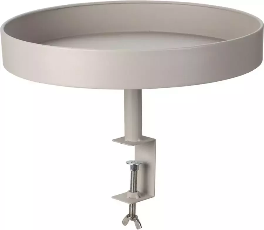 Bijzettafel met klem Ronde Vensterbanktafel met klem metaal Ø36 cm taupe