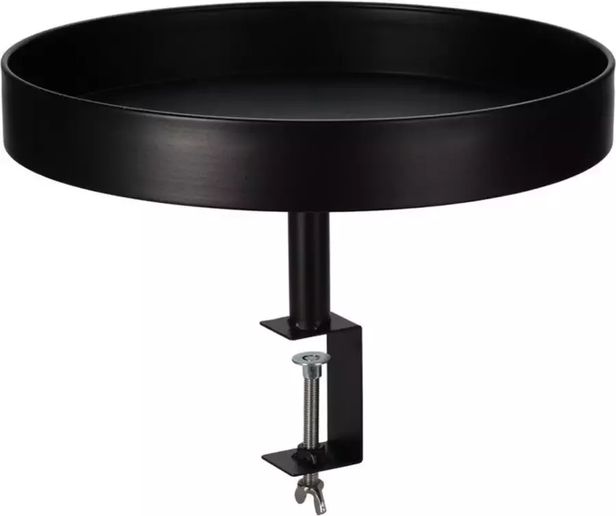Bijzettafel met klem Ronde Vensterbanktafel met klem metaal Ø36 cm zwart