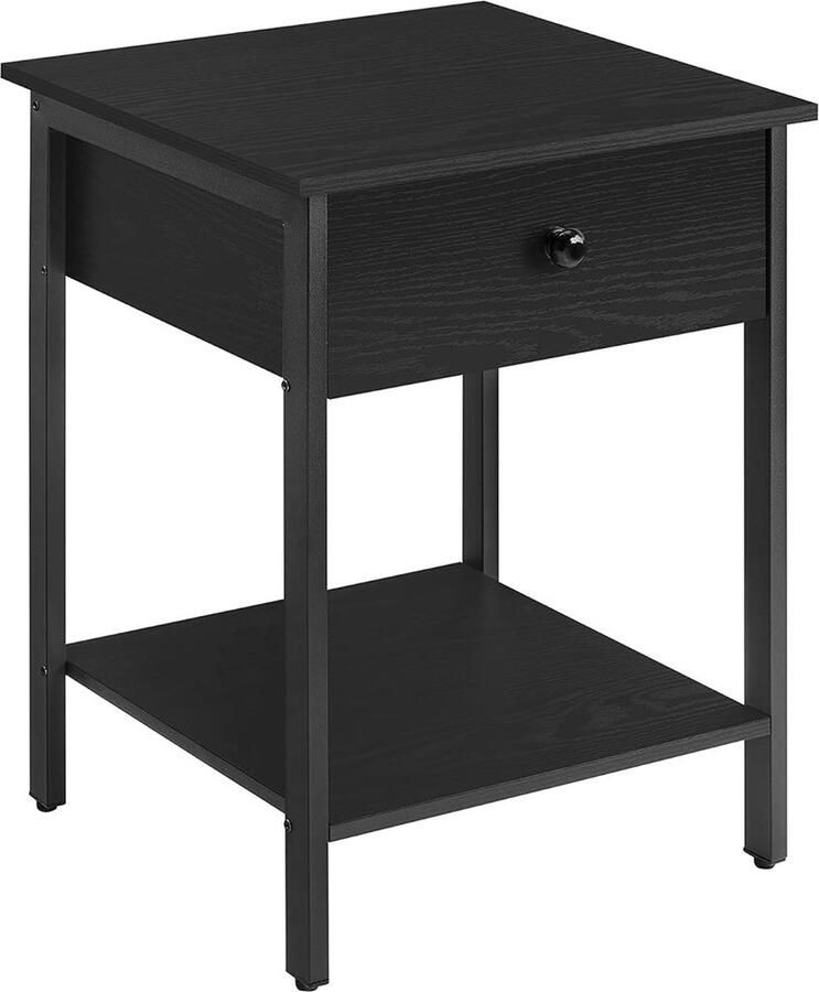 Rootz Living Rootz Ebony Zwart Nachtkastje Spaanplaat Staal 40cm x 40cm x 55cm Max. 40 kg laadvermogen ladeplank eenvoudige montage