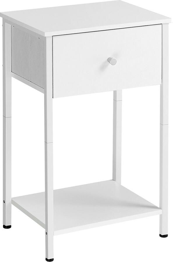 Woon Wereld Bijzettafel met stoffen lade wit