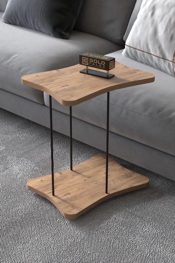 Bijzettafel met Wielen Bijzettafel Woonkamer Bedtafeltje met Wielen Tafeltje op Wieltjes Bijzettafel Houtkleur