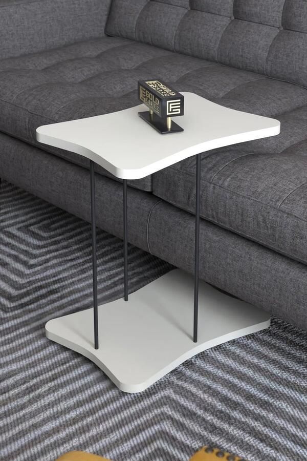 Bijzettafel met Wielen Bijzettafel Woonkamer Bedtafeltje met Wielen Tafeltje op Wieltjes Bijzettafel Wit