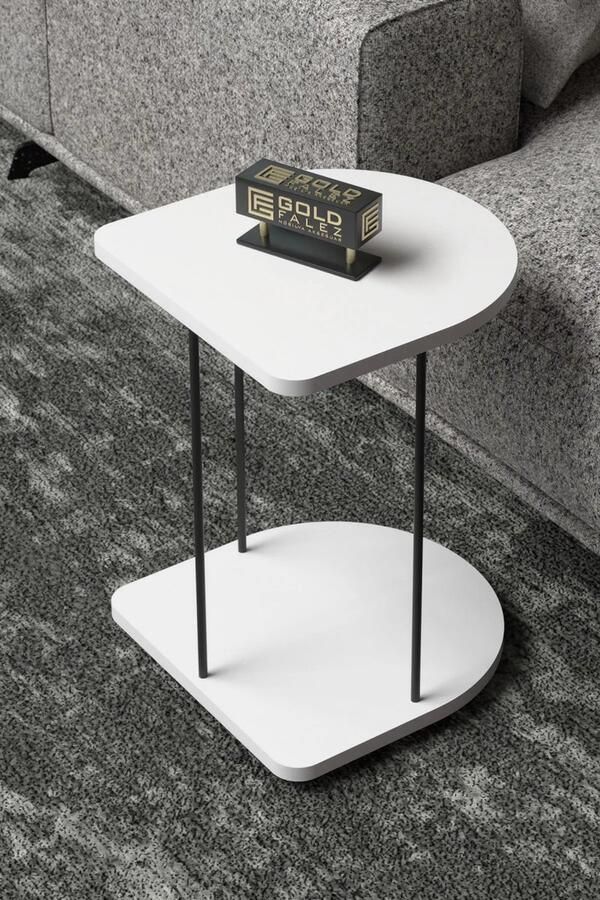 Bijzettafel met Wielen Bijzettafel Woonkamer Bedtafeltje met Wielen Tafeltje op Wieltjes Bijzettafel Wit - Foto 2