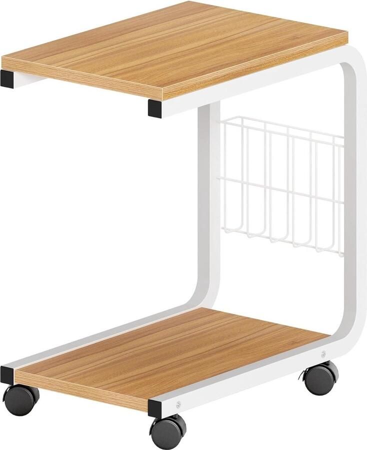 Bijzettafel met wieltjes koffietafel salontafel nachtkastje 51 x 30 x 56 cm laptopstandaard notebookstandaard met wieltjes en legplank