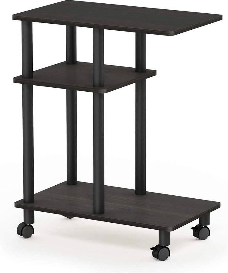 Bijzettafel met wieltjes praktische en stijlvolle toevoeging 1 stuk espresso zwart hout 29 49 x 50 x 56 79 cm