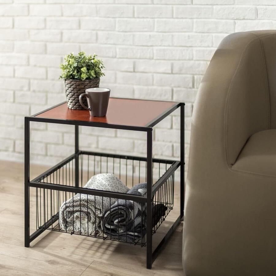 Bijzettafel met Zwart Frame Stijlvol en Praktisch 1 stuk Rood Mahonie 51 cm