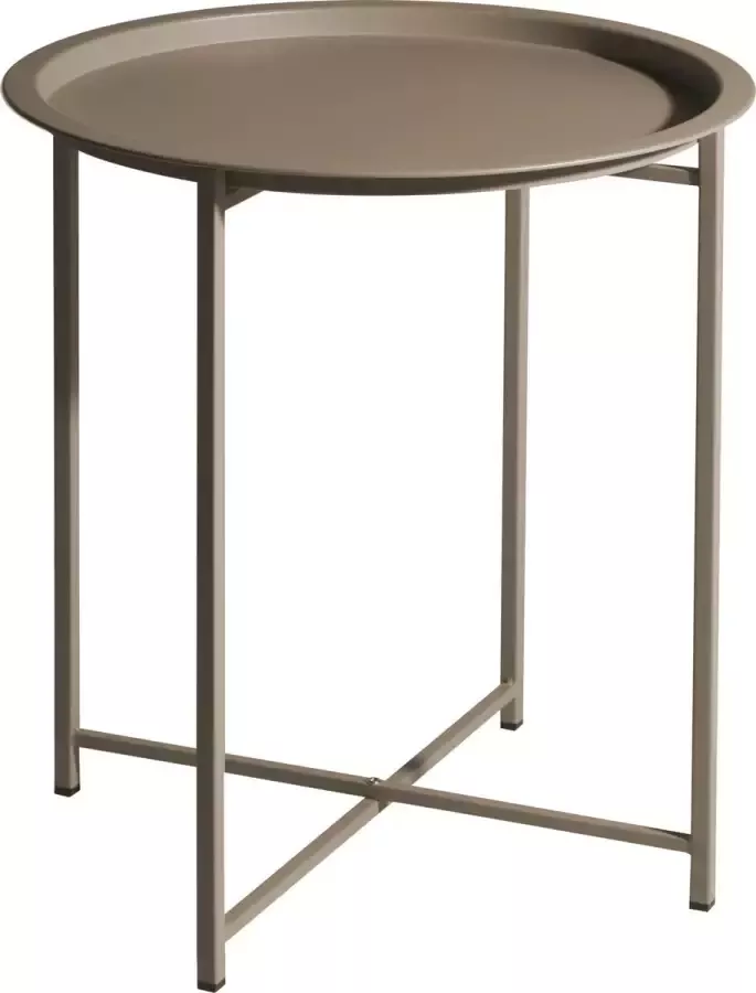 Home & Styling Bijzettafel metaal Ø46xh52 5cm mat taupe