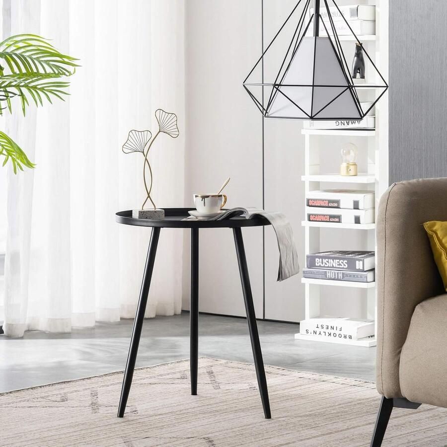 Bijzettafel metaal Modern zwart ontwerp 1 stuk Diameter 40 5 cm Hoogte 50 cm