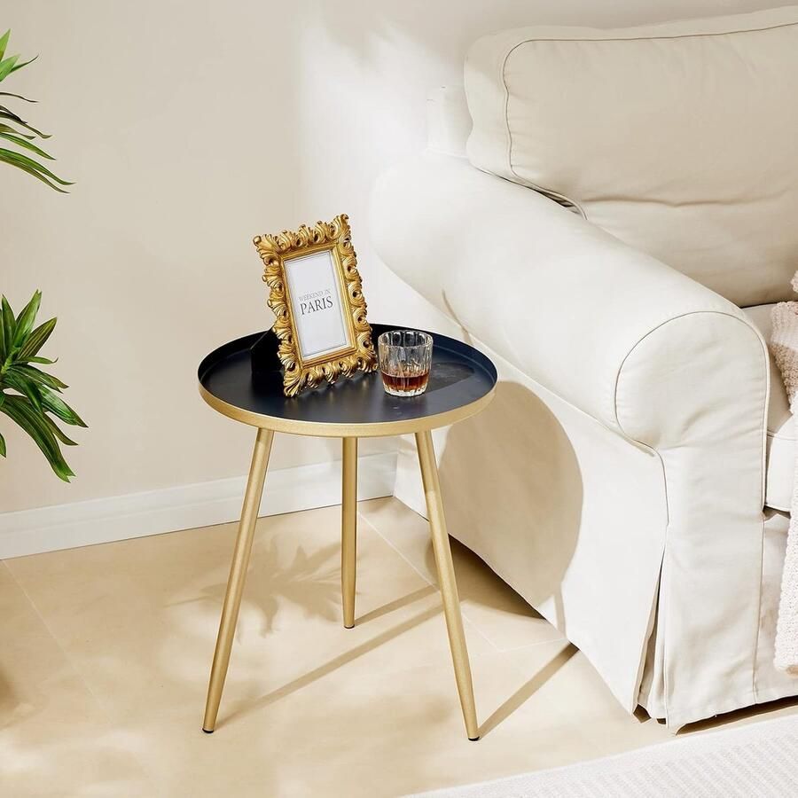 Bijzettafel metaal Scandinavische stijl grijs goud Ø 41 cm hoogte 49 cm woonkamer slaapkamer