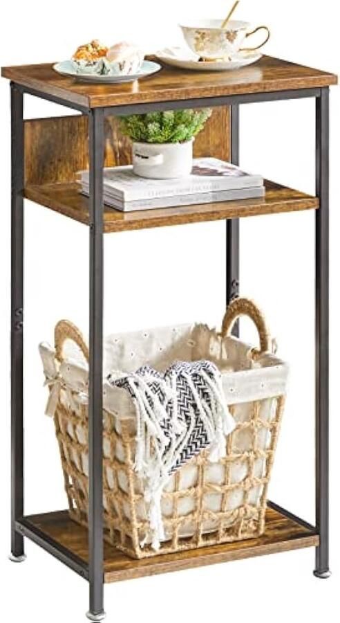 Bijzettafel nachtkastje salontafel met 3 niveaus industrieel design voor woonkamer slaapkamer TMJ408H