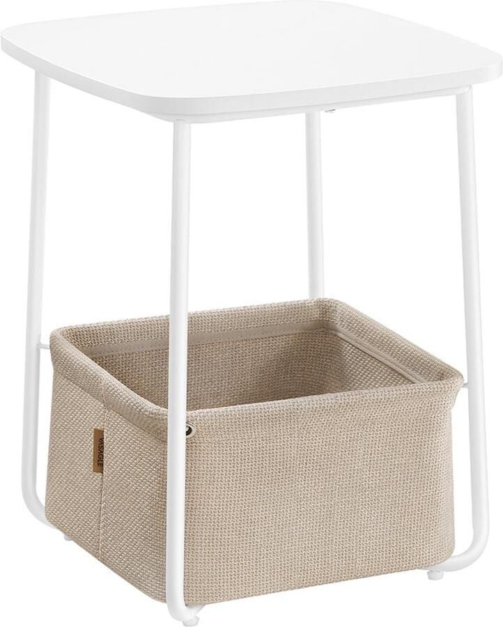 Rootz Living Rootz Bijzettafel Nachtkastje Spaanplaat Staal Polyester 40cm x 40cm x 50cm Mat Wit Camel Bruin