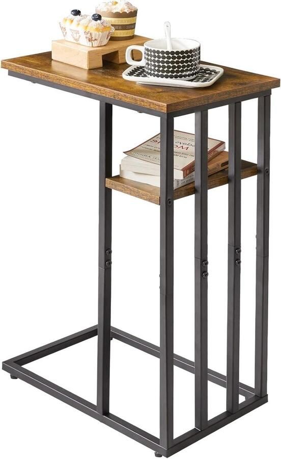 Bijzettafel op wielen bankpunt nachtkastje industriële koffietafel voor woonkamer slaapkamer hal kleine ruimte TMJ406H