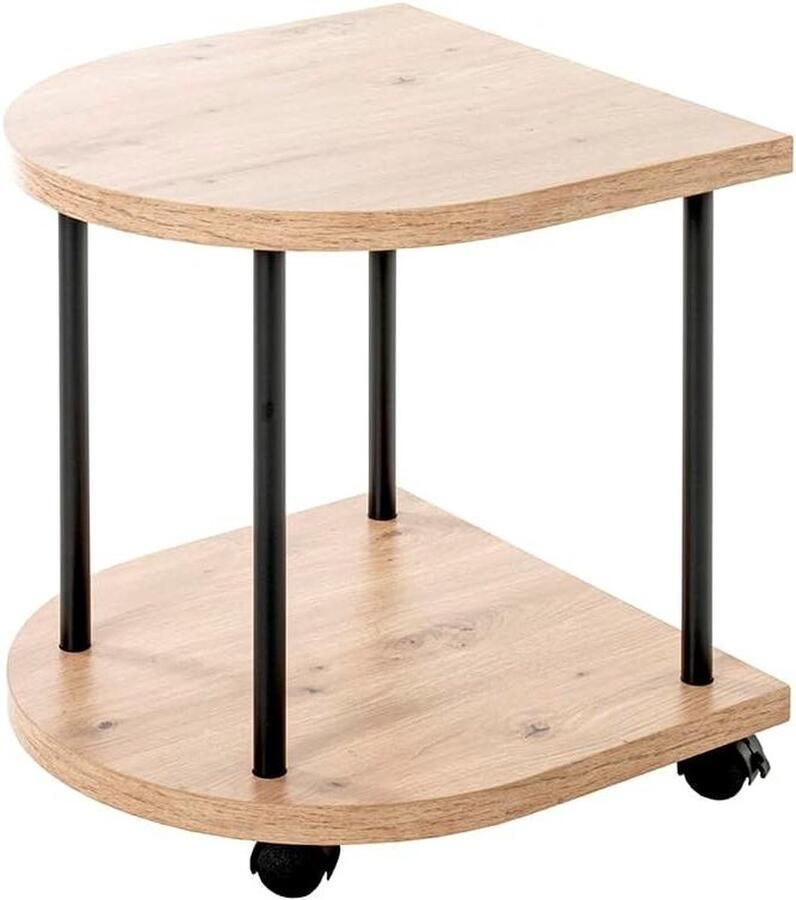Bijzettafel op wieltjes MDF eiken zwart D 40 x B 40 x H 45 cm Moderne meubel van HAKU Möbel