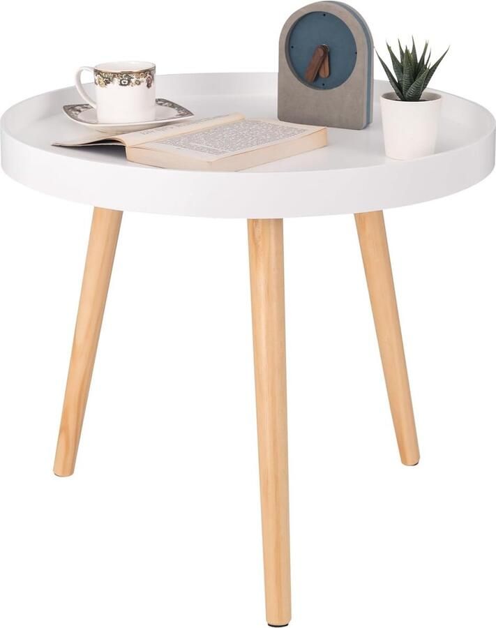 Stellar Bijzettafel Rond Salontafel Scandinavisch Design 50D x 50B x ​​44H cm Hout Nachtkastje 10 kg Draagvermogen