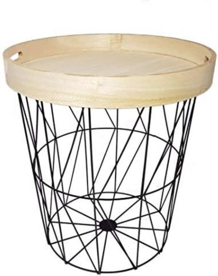 Bijzettafel rond met dienblad (afneembaar) designer salontafel metalen tafel