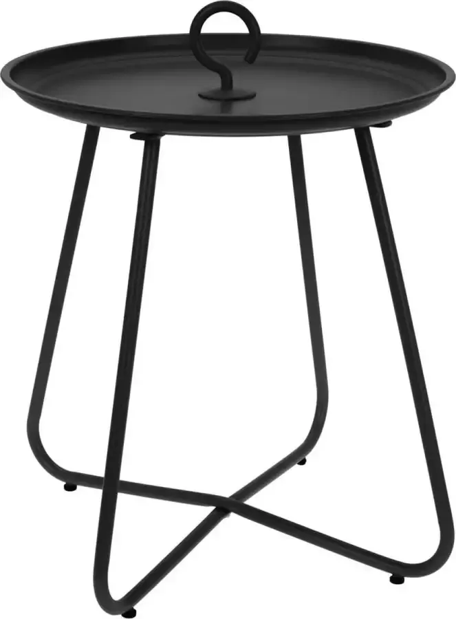 Home & Styling Bijzettafel koffietafel Fleur rond metaal zwart D40 x H46 cm voor binnen buiten