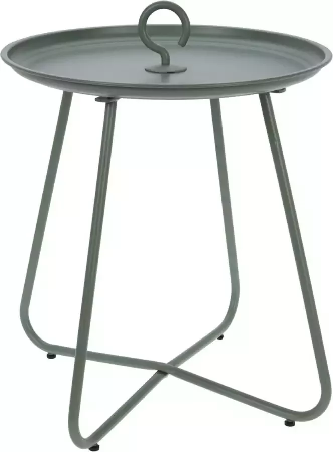 Home & Styling Bijzettafel koffietafel Fleur rond metaal olijfgroen D40 x H46 cm voor binnen buiten