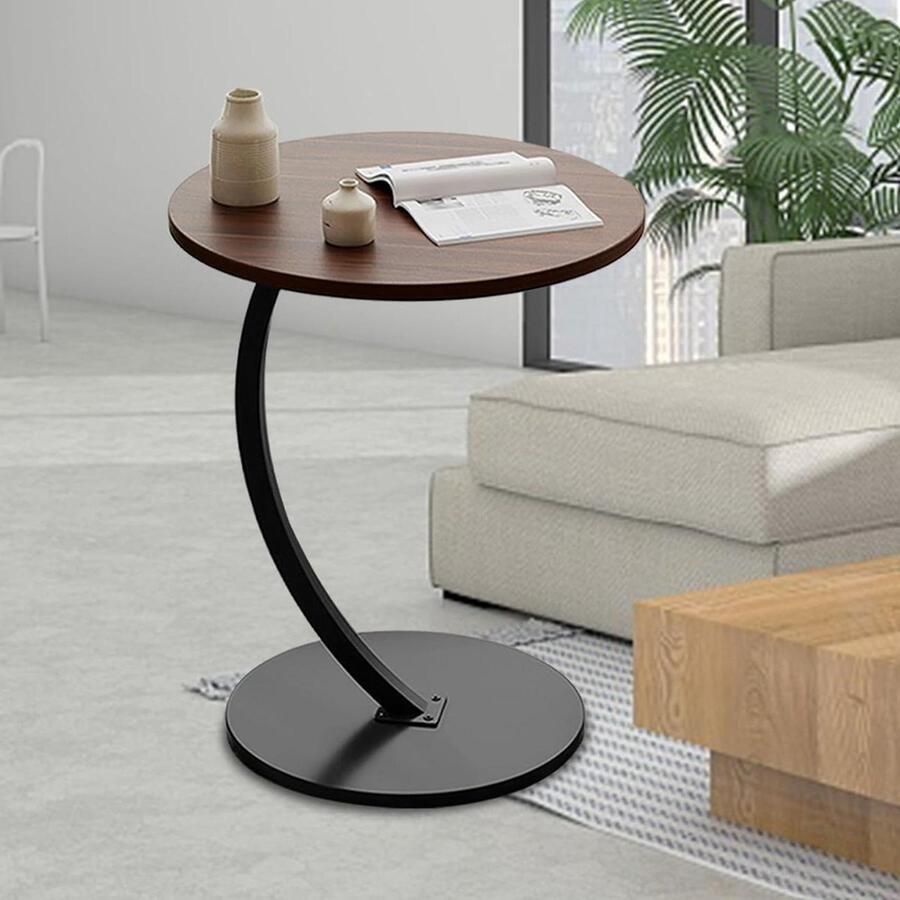 Bijzettafel Ronde salontafel kleine houten accenttafel voor woonkamer en slaapkamer