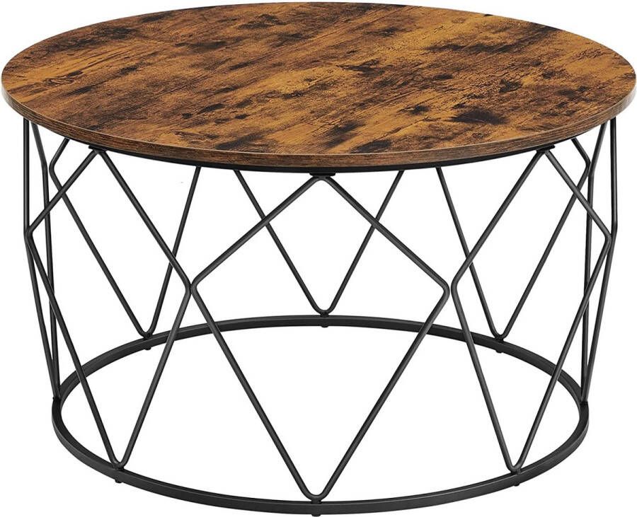 Furnibella bijzettafel salontafel banktafel stalen frame voor woonkamer slaapkamer studeerkamer industrieel ontwerp vintage bruin-zwart LCT040B01