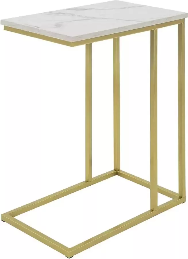 Bijzettafel Salontafel Laptoptafel Nachtkastje met Gouden Metalen Frame bxlxh 48x61x30cm