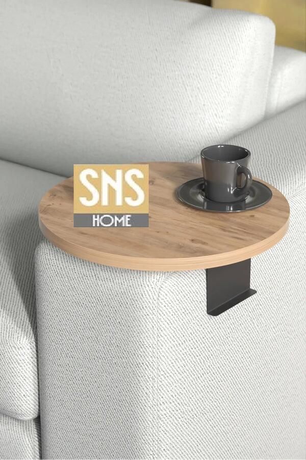 Gold Bijzettafel Salontafel met armleuning Salontafel met Verstelbaar Dienblad Decoratief Modern Dienblad Atlantic Pine Diameter 34