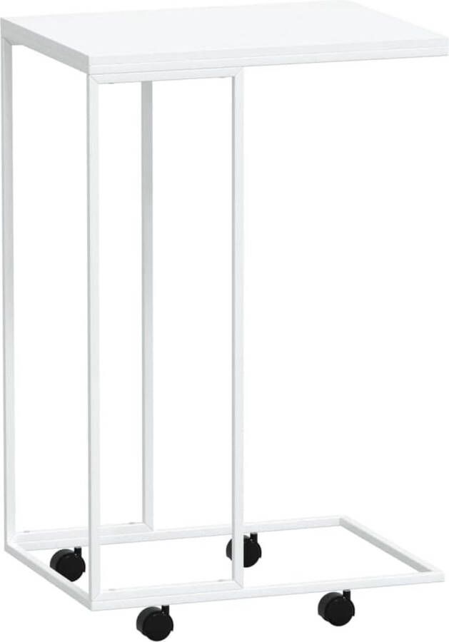 Bijzettafel salontafel woonkamertafel banktafel telefoontafel tafel theetafel woonkamer met wielen wit 40x30x63 5 cm