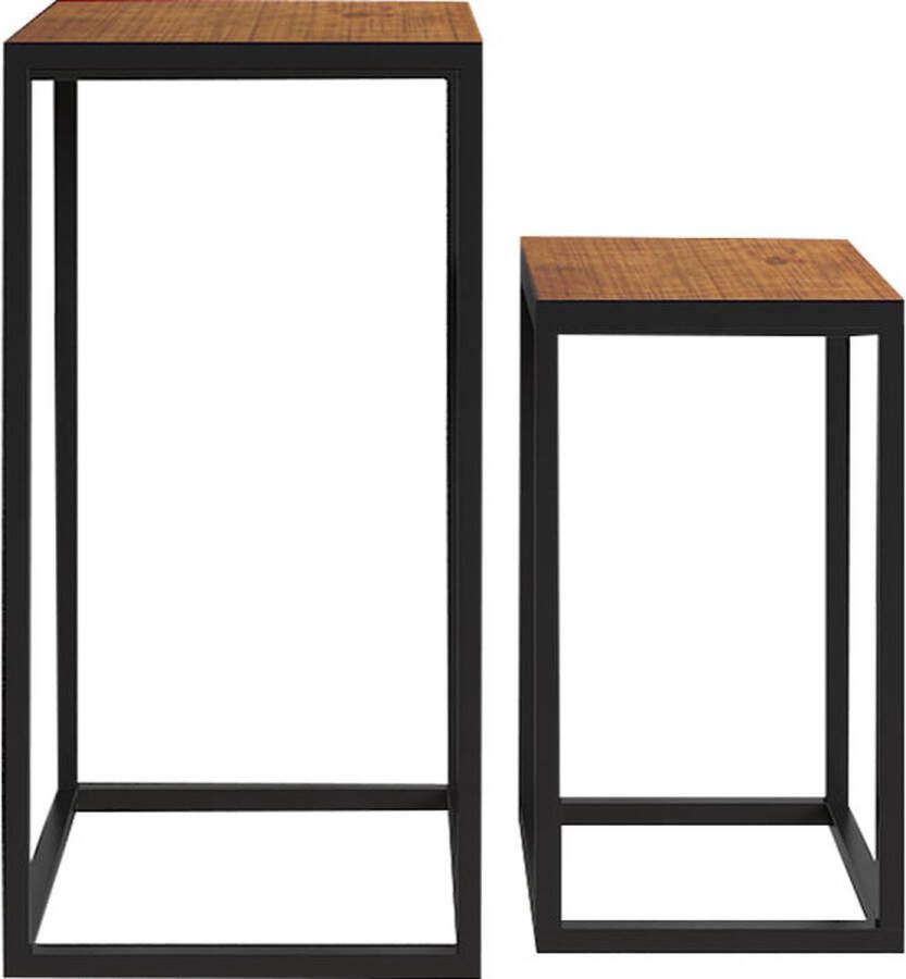 Bijzettafel set Otis Magnolia Vierkant 28x28cm Hoogte 50 cm