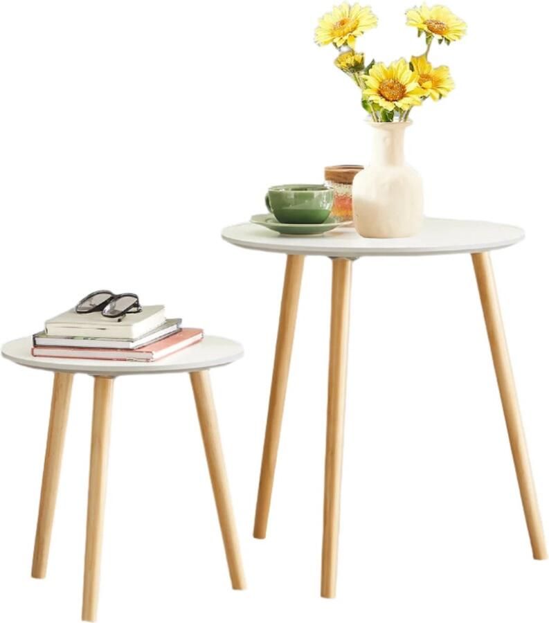 Bijzettafel set ronde banktabel minimalistische Scandinavische stijl modern en elegant verenigt schoonheid en functionaliteit set van 2 tafels