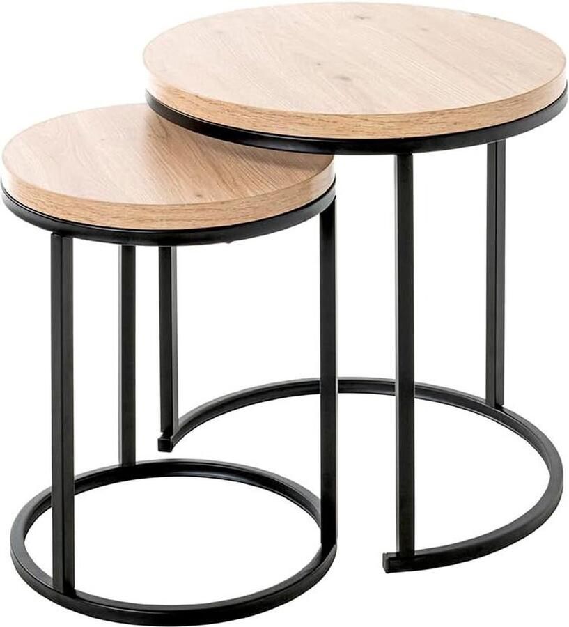 Bijzettafel set van 2 MDF eiken zwart D 45 x B 45 x H 49 cm