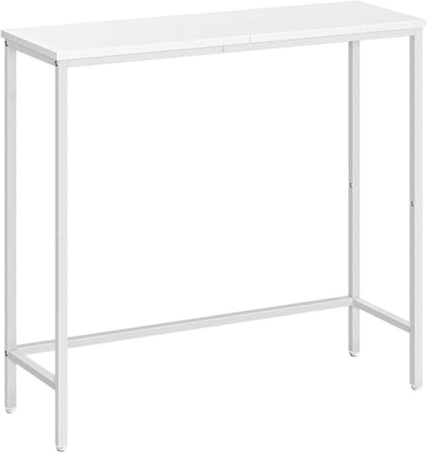 Bijzettafel smal bijzettafel voor de gang metalen frame compact moderne presentatietafel salontafel voor kleine kamers hal woonkamer robuust metalen frame wit EWW 75 XG 01