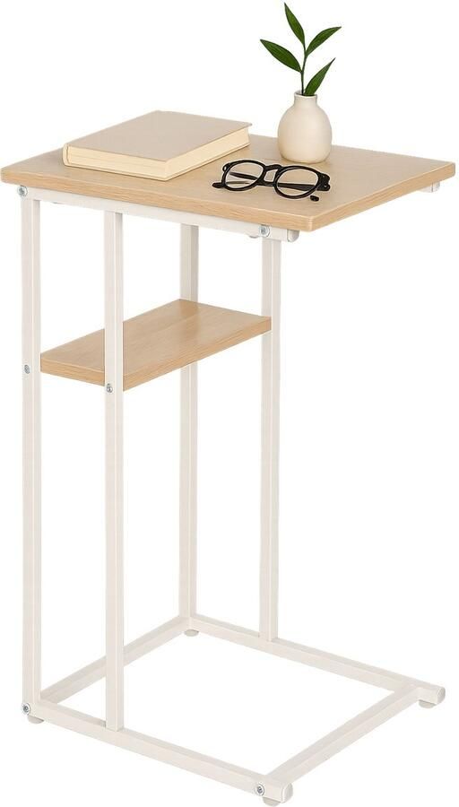 Bijzettafel u-vorm 60 cm woonkamer voor bank wit-bruin