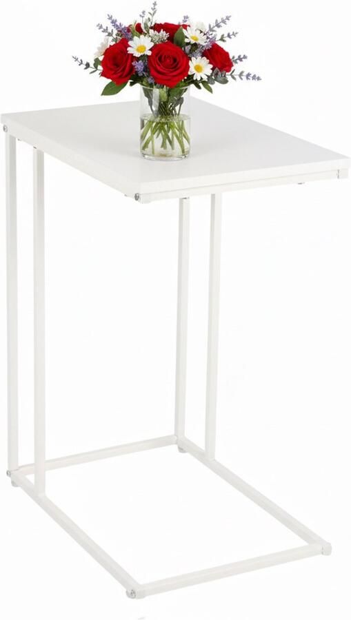 Bijzettafel u-vorm 64 x 50 x 35 cm onder bank wit