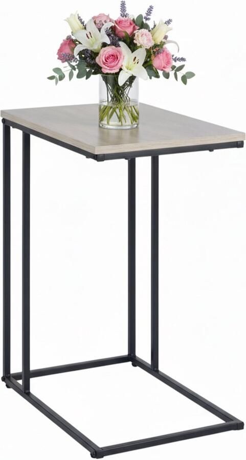 Bijzettafel u-vorm 64 x 50 x 35 cm onder bank zwart-grijs